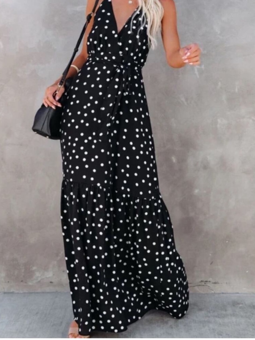 NWT VICI polka dot halter maxi dress size XS